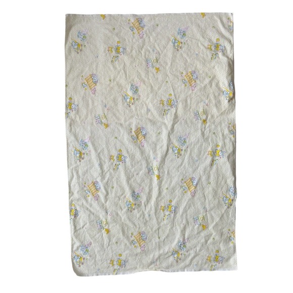 Yellow Pastel Dots Rabbit Bunny Elephant Playing Flannel Baby Receiving Blanket - Picture 1 of 7